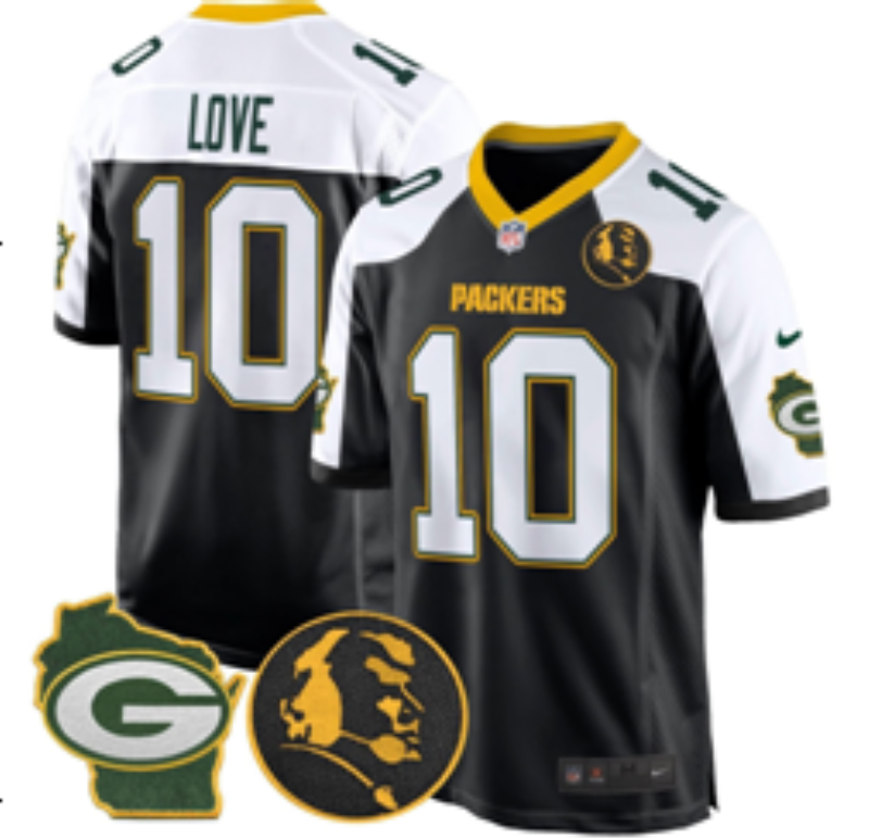 Men Green Bay Packers #10 Love Black 2025 Nike Limited NFL Jersey 002